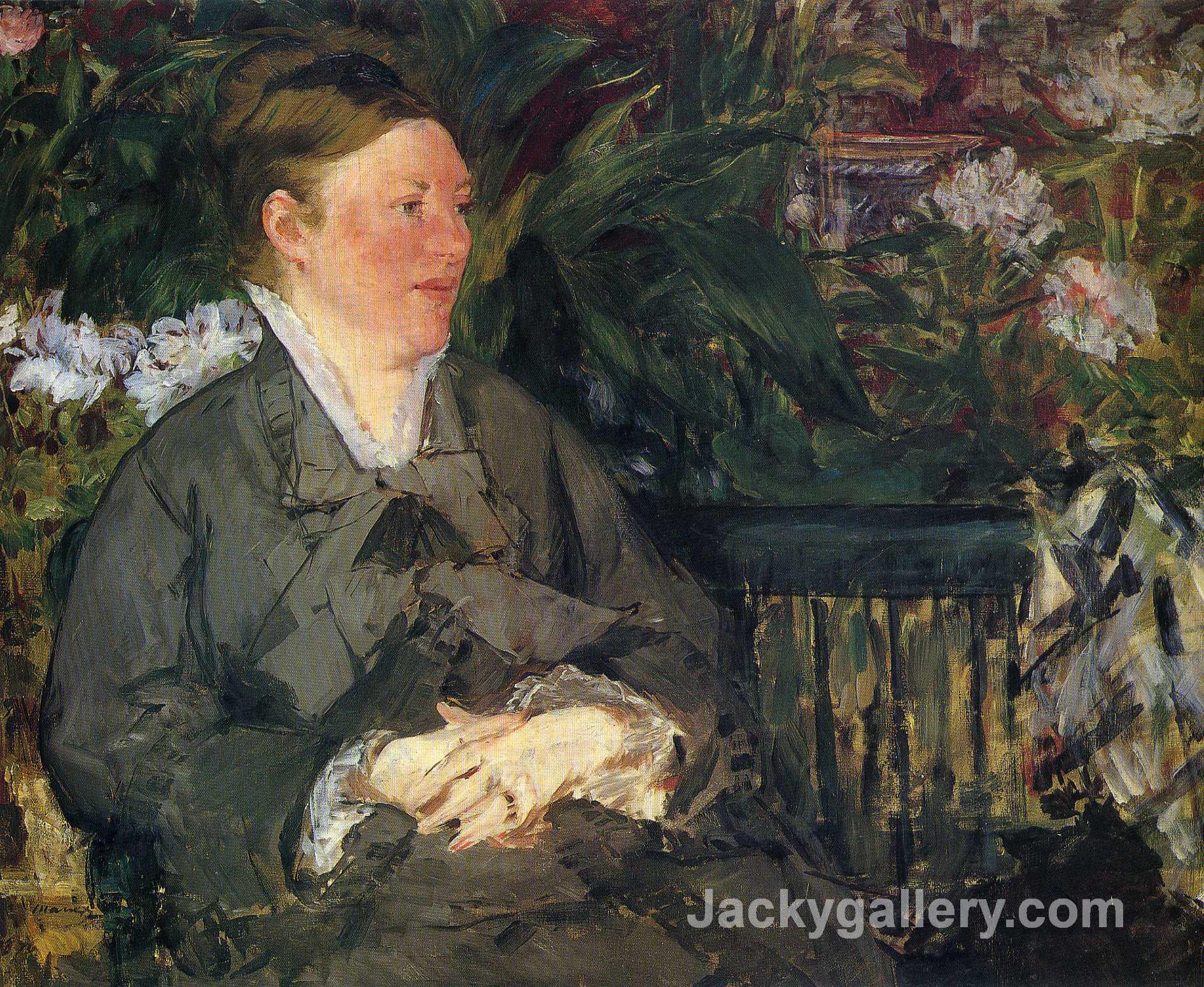 Madame Manet in conservatory by Edouard Manet paintings reproduction